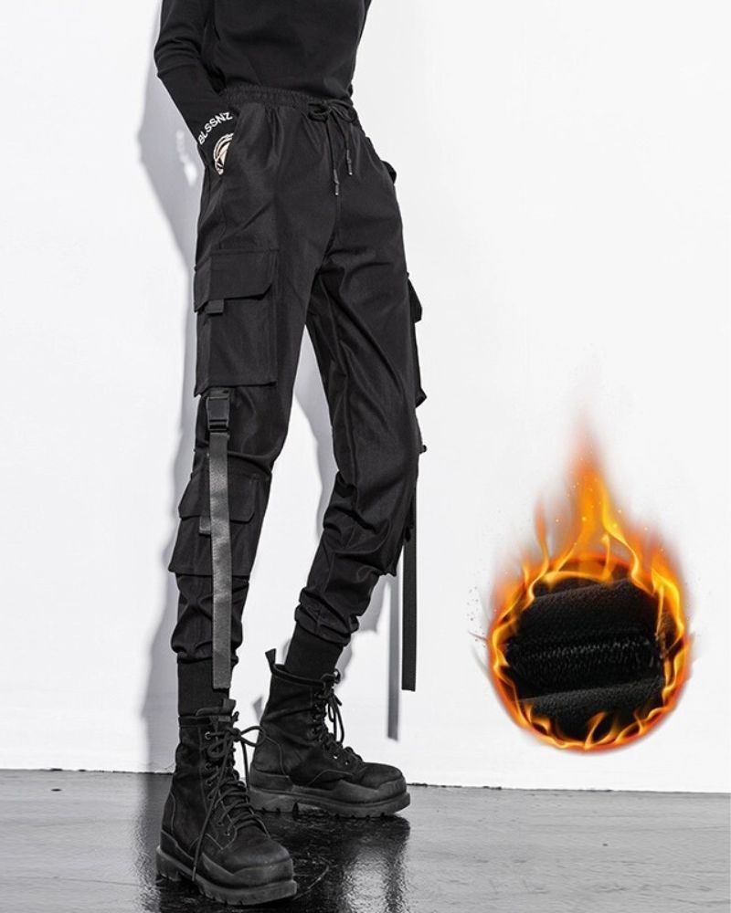 Techwear Women Black Slim Cargo Pants