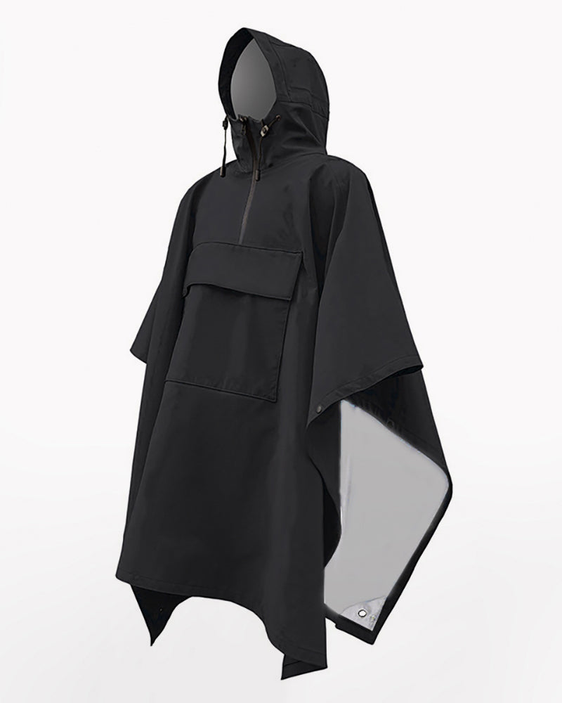 poncho rain gear Multifunctional 3L Waterproof GTX Poncho Rain Coat, Dark Gray, Onesize