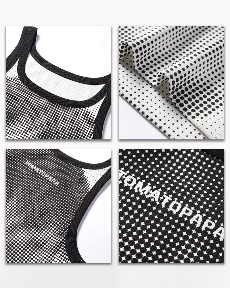 Men’s High-Stretch Polka-Dot Athletic Muscle Shirt