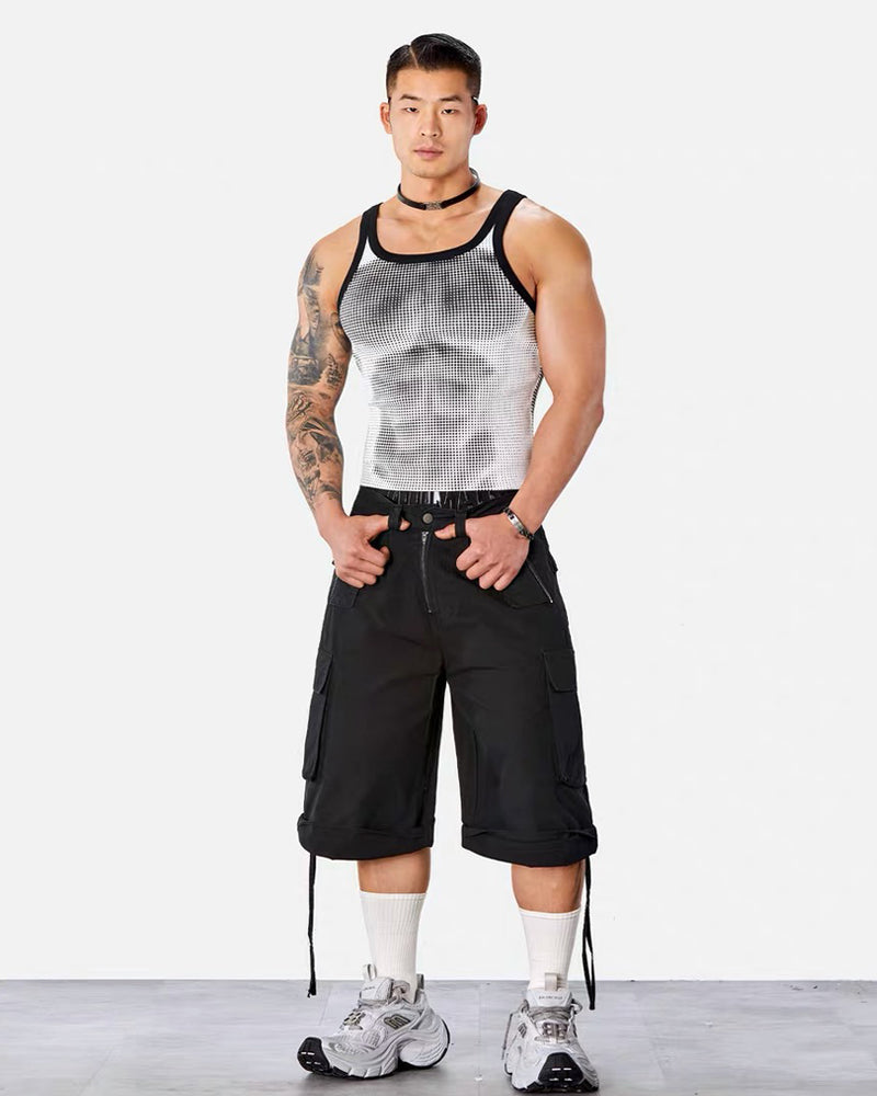 Men’s High-Stretch Polka-Dot Athletic Muscle Shirt