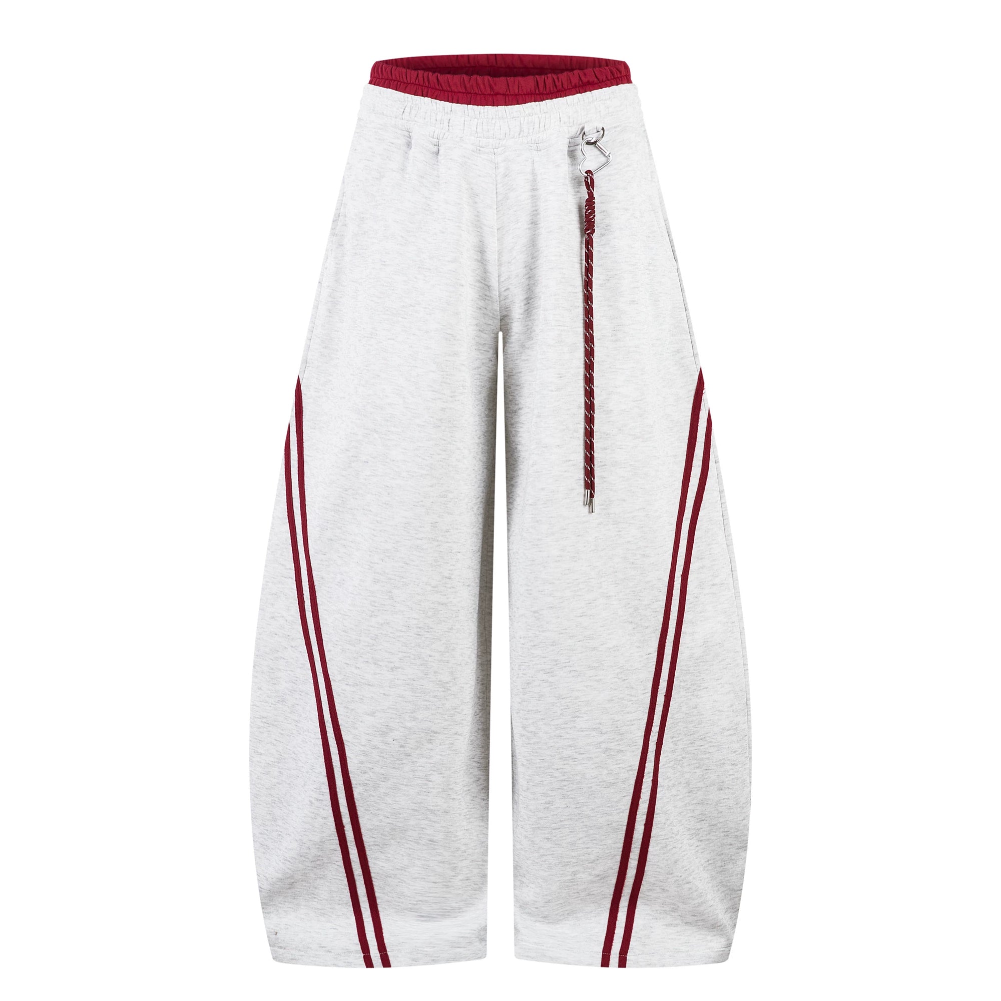 Gray striped patchwork curved wide-leg sweatpants - Techwearofficial