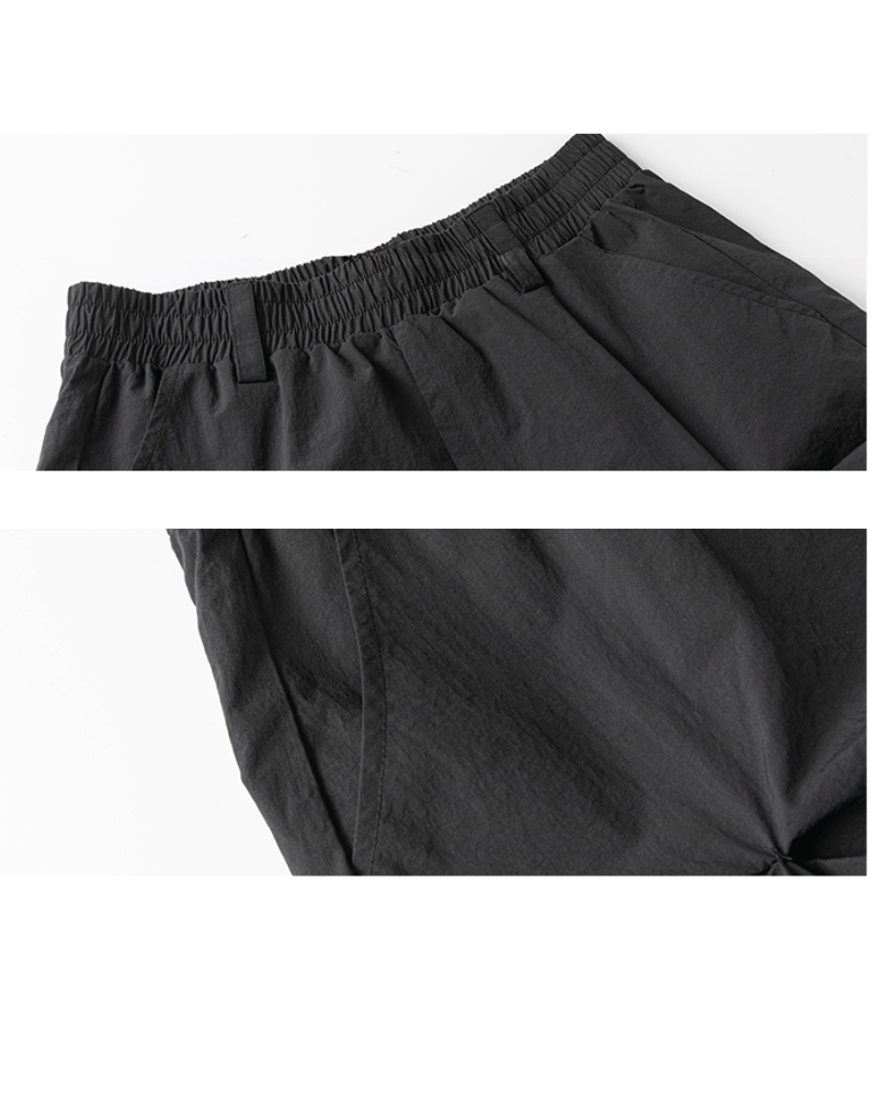 Opium Style 3D Sculpted Pleated Black Wide-Leg Pants