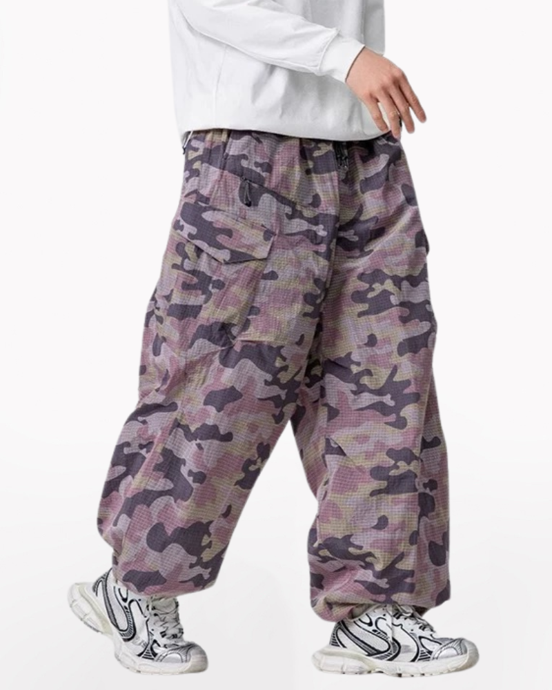 Outdoor Hiking Unisex Lightweight Baggy Camo Pants