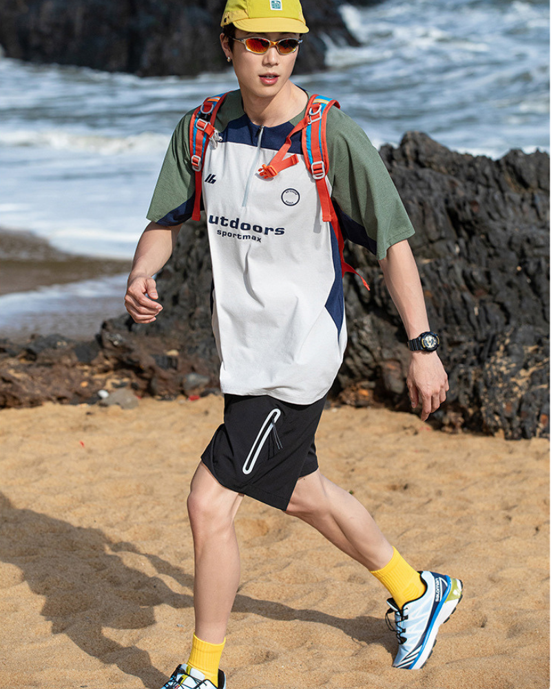 Outdoor Sports Contrast Color Quick-Drying T-Shirt