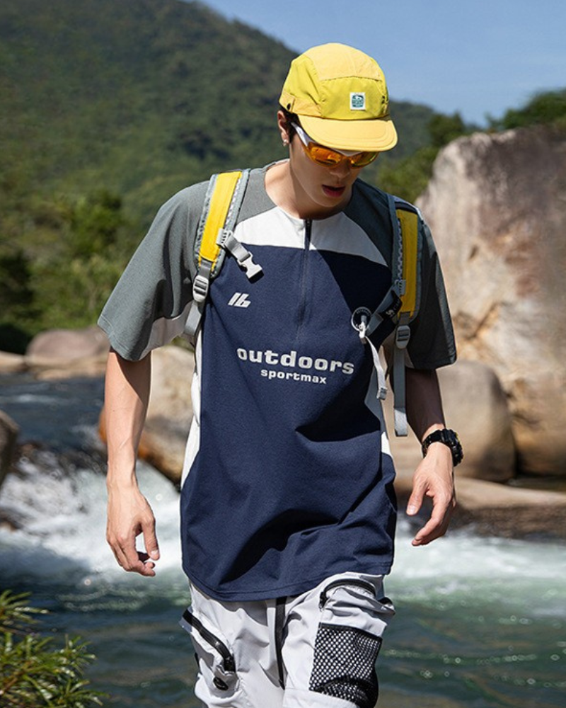 Outdoor Sports Contrast Color Quick-Drying T-Shirt