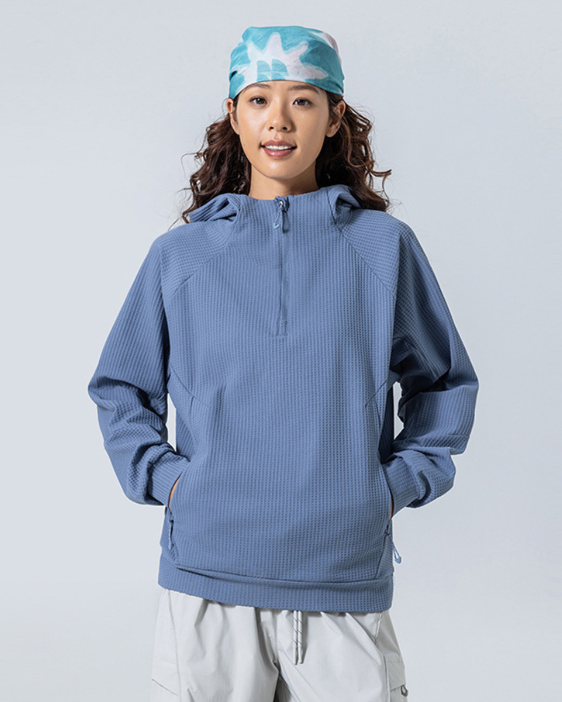 Outdoor Unisex Waffle Knit Hiking Cycling Sports Hoodie