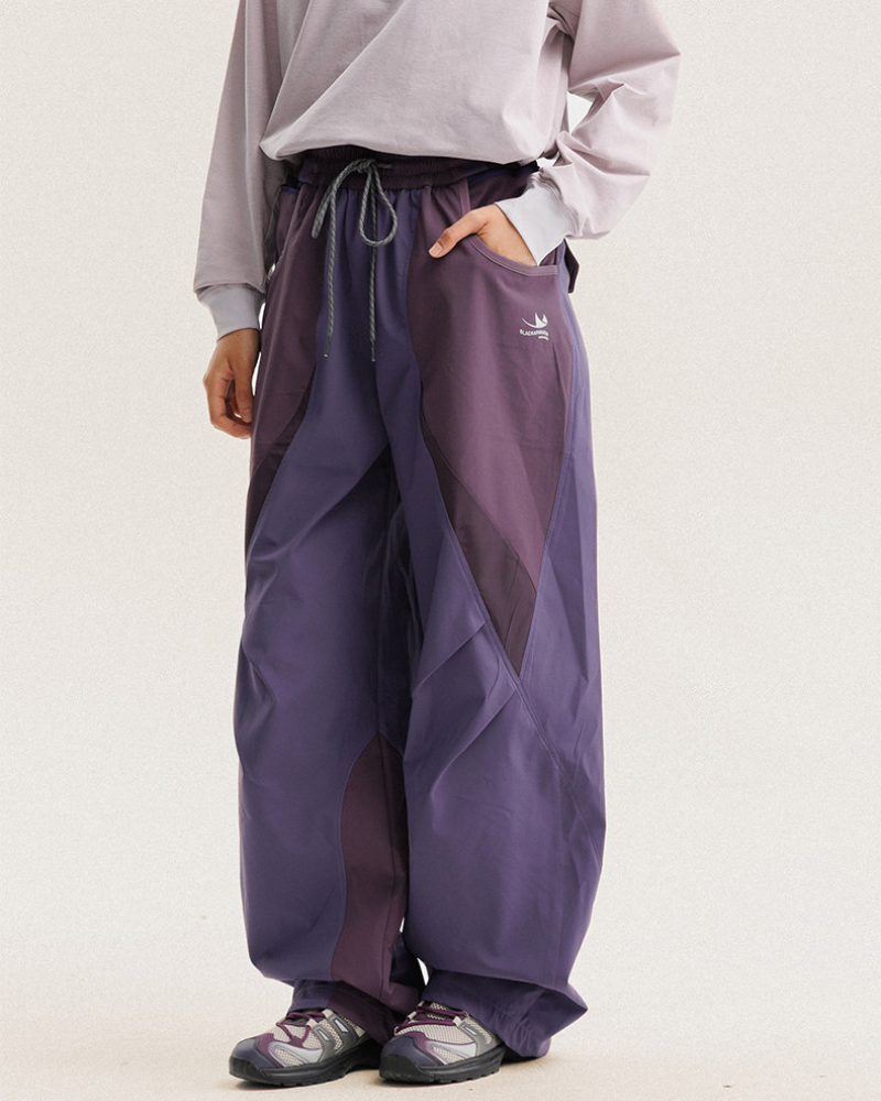 Outdoor Windproof Paneled Wide-Leg Hiking Pants