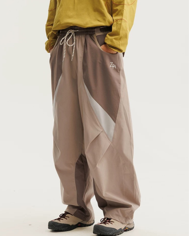 Outdoor Unisex Windproof Paneled Wide-Leg Hiking Pants