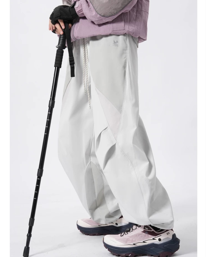 Outdoor Windproof Paneled Wide-Leg Hiking Pants