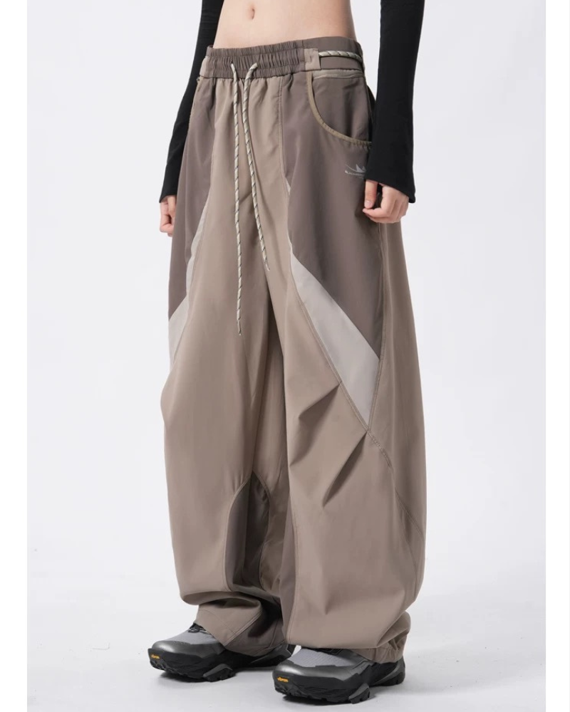 Outdoor Windproof Paneled Wide-Leg Hiking Pants