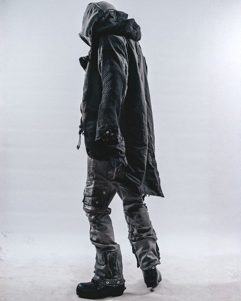Post-Apocalyptic Darkwear Reversible Distressed Spliced Coat