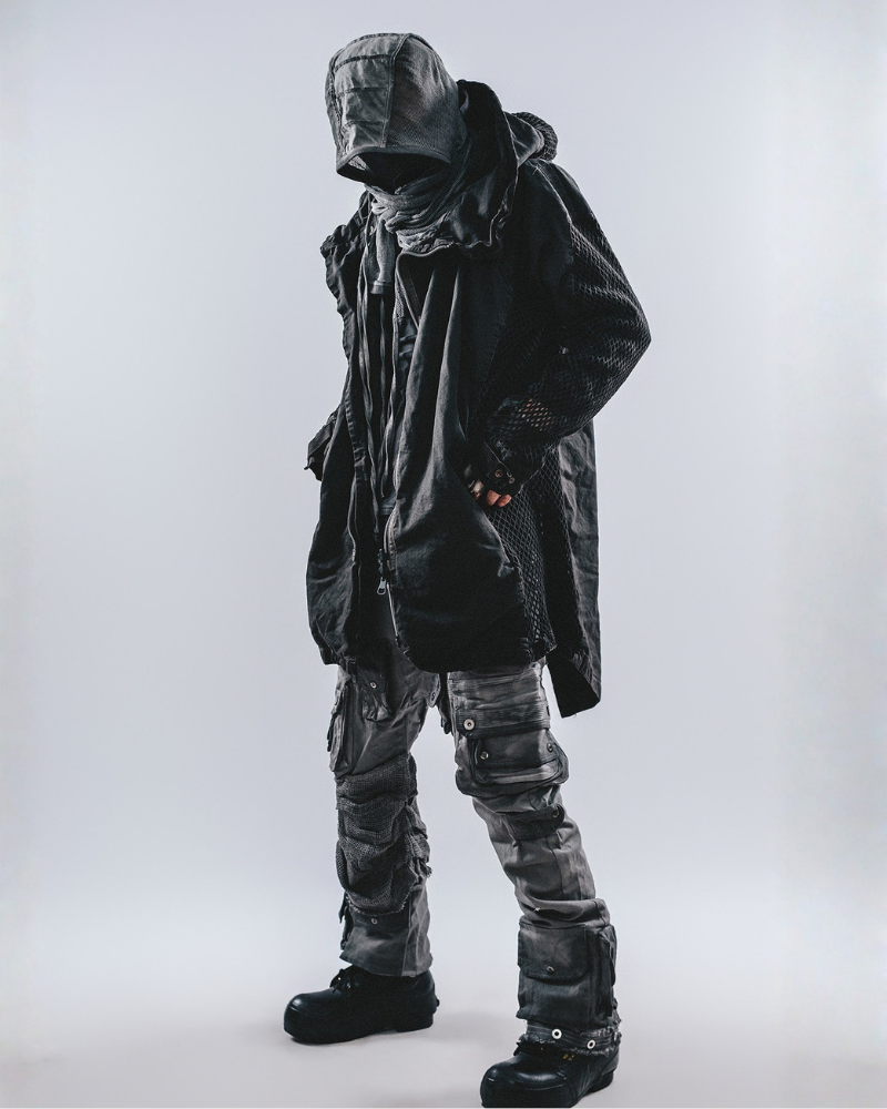 Post-Apocalyptic Darkwear Reversible Distressed Spliced Coat