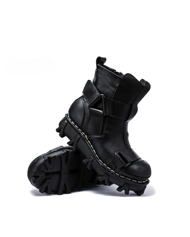 Techwear Punk Style Unisex Motorcycle Platform Boots