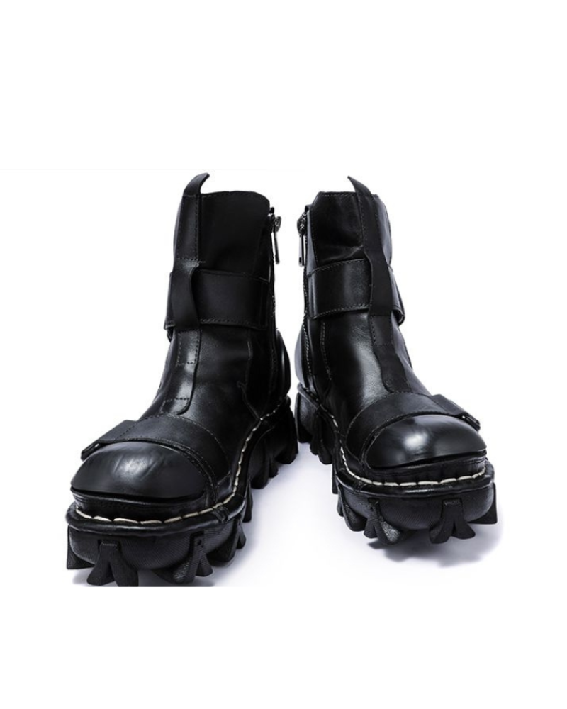 Techwear Punk Style Unisex Motorcycle Platform Boots