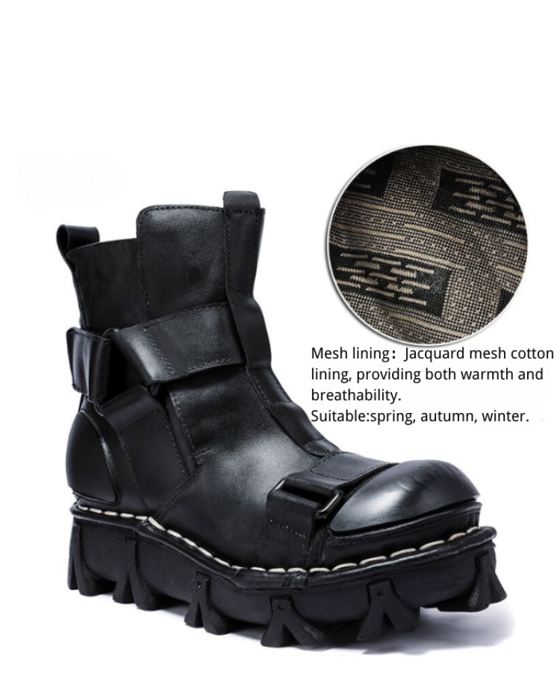 Techwear Punk Style Unisex Motorcycle Platform Boots