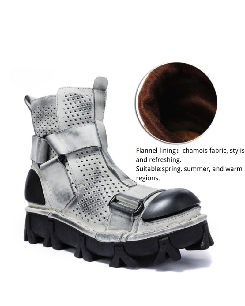 Techwear Punk Style Unisex Motorcycle Platform Boots