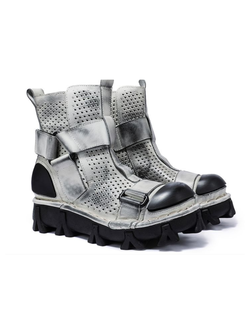 Techwear Punk Style Unisex Motorcycle Platform Boots