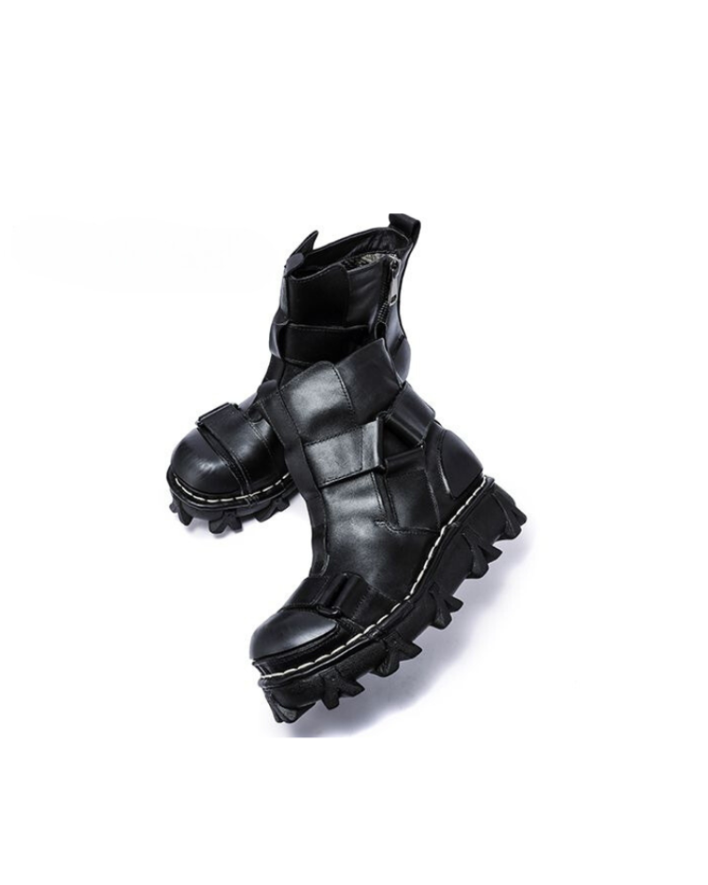 Techwear Punk Style Unisex Motorcycle Platform Boots