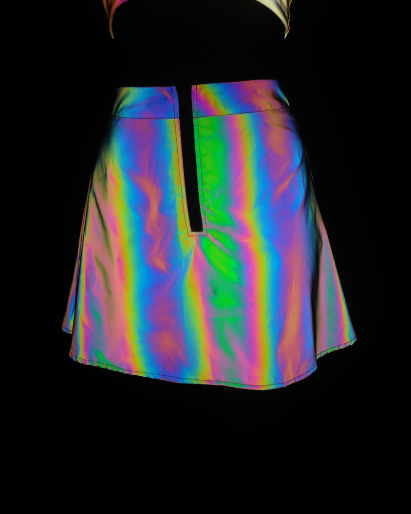 Reflective Rave Clothing Shiny Skirt Tank Two Piece Set