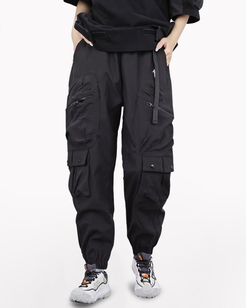 Unisex Black Samurai Multi-Pocket Cargo Pants