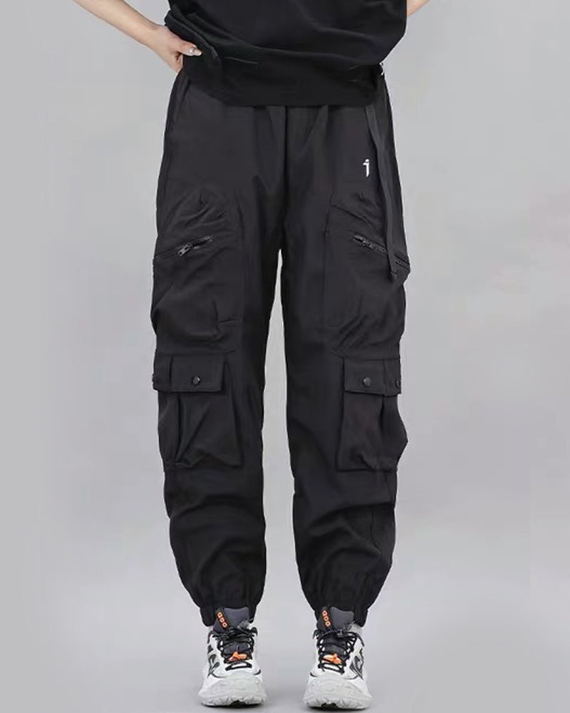 Unisex Black Samurai Multi-Pocket Cargo Pants