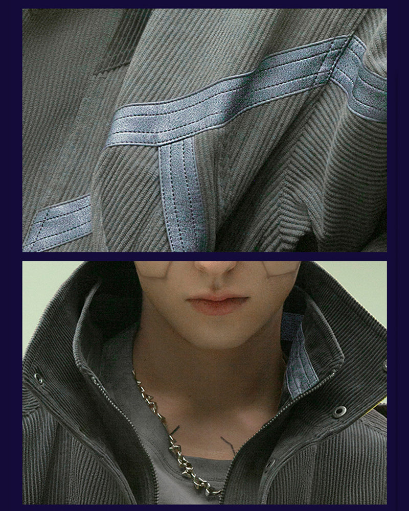XIPHEVIL Cyberpunk Outfits Shadow Patrol Corduroy Jacket
