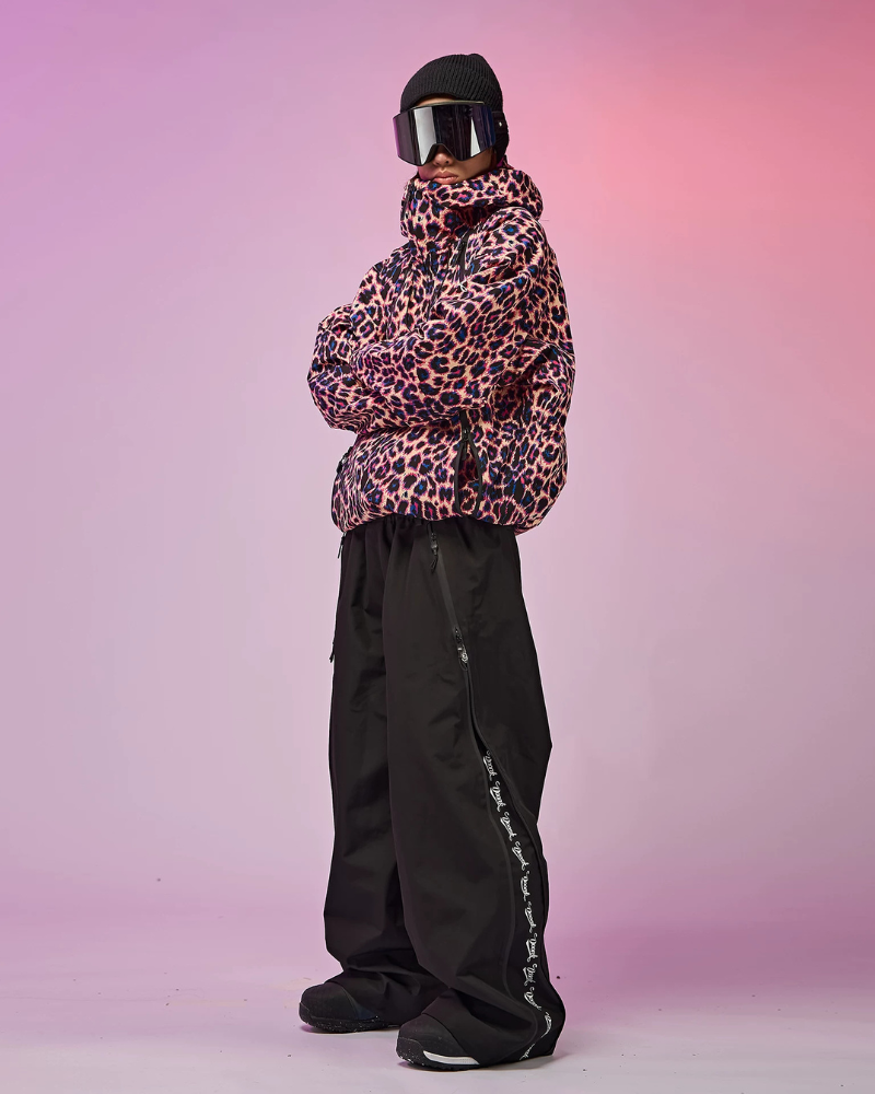 Ski Wear 3L Hard-Shell Waterproof Leopard Ski Jacket & Pants Suit -Unisex