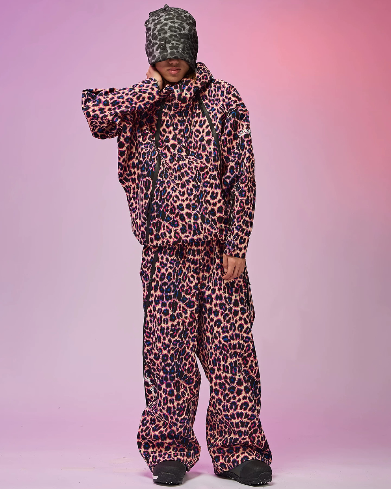 Ski Wear 3L Hard-Shell Waterproof Leopard Ski Jacket & Pants Suit -Unisex