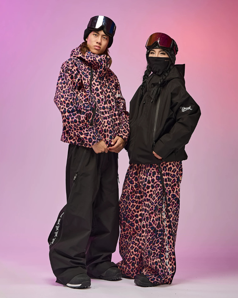 Ski Wear 3L Hard-Shell Waterproof Leopard Ski Jacket & Pants Suit -Unisex