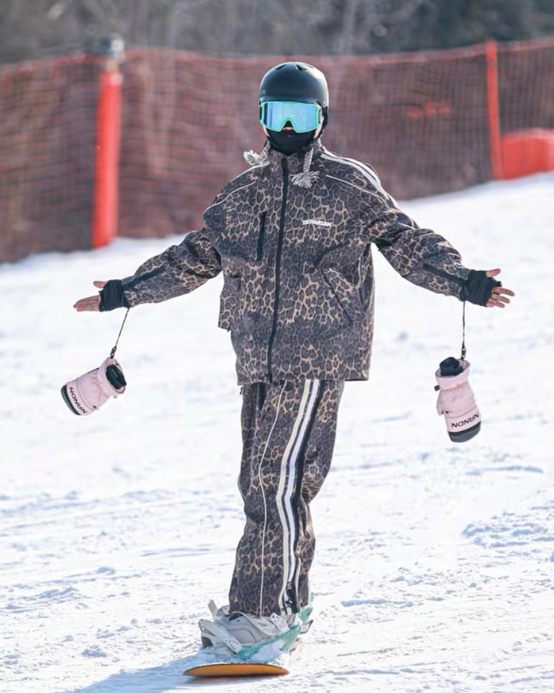 Ski Wear 3L Windproof Waterproof Leopard Ski Jacket & Pants Set -Unisex