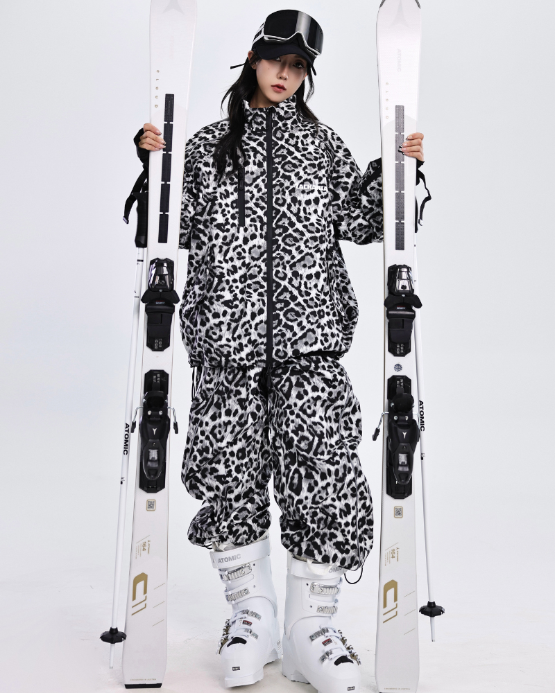 Ski Wear 3L Windproof Waterproof Leopard Ski Jacket & Pants Set -Unisex