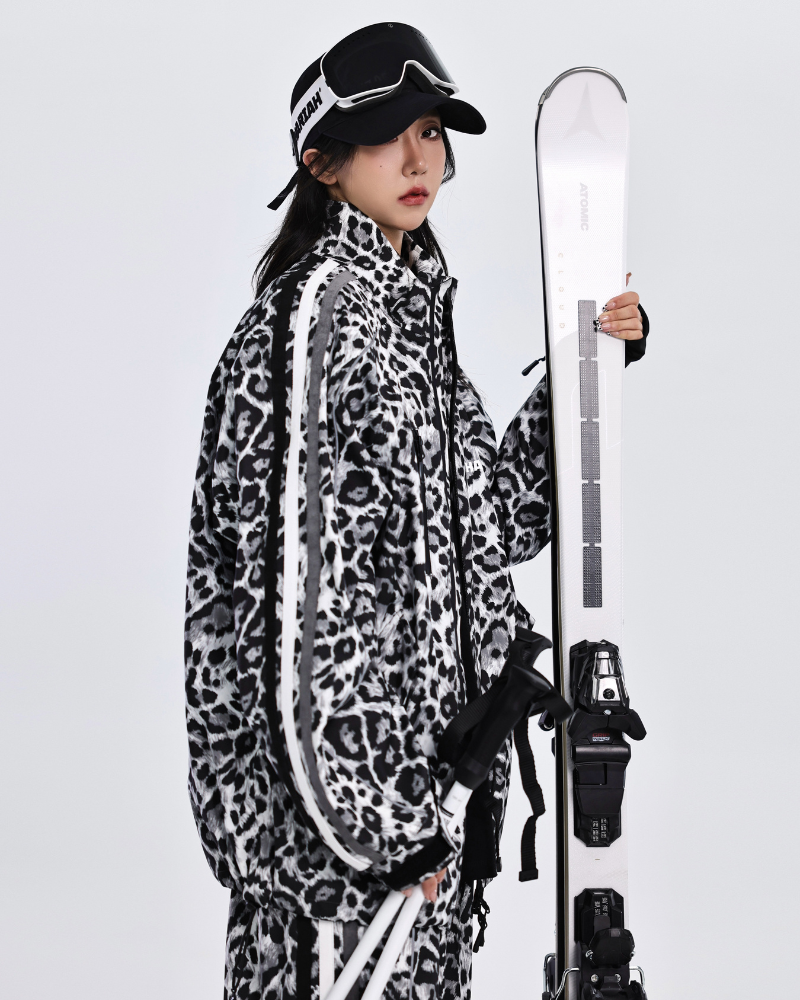 Ski Wear 3L Windproof Waterproof Leopard Ski Jacket & Pants Set -Unisex