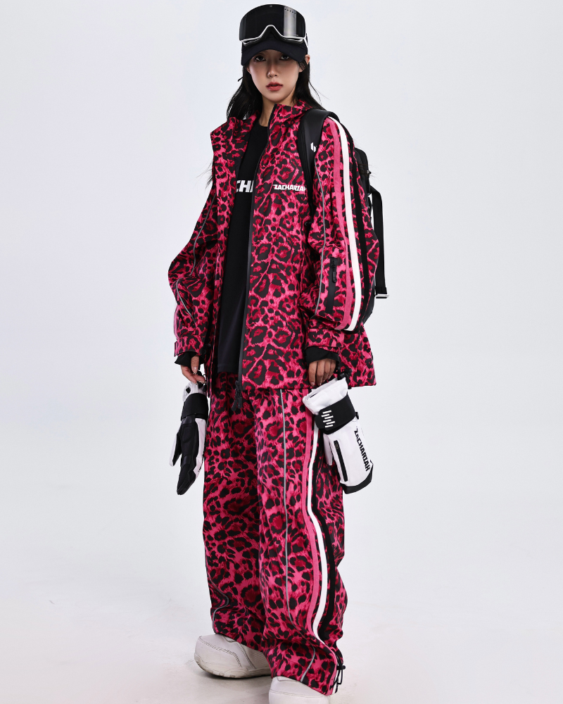 Ski Wear 3L Windproof Waterproof Leopard Ski Jacket & Pants Set -Unisex
