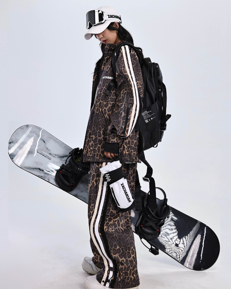 Ski Wear 3L Windproof Waterproof Leopard Ski Jacket & Pants Set -Unisex