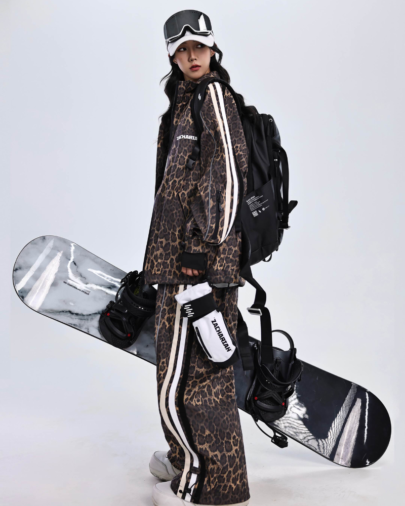 Ski Wear 3L Windproof Waterproof Leopard Ski Jacket & Pants Set -Unisex
