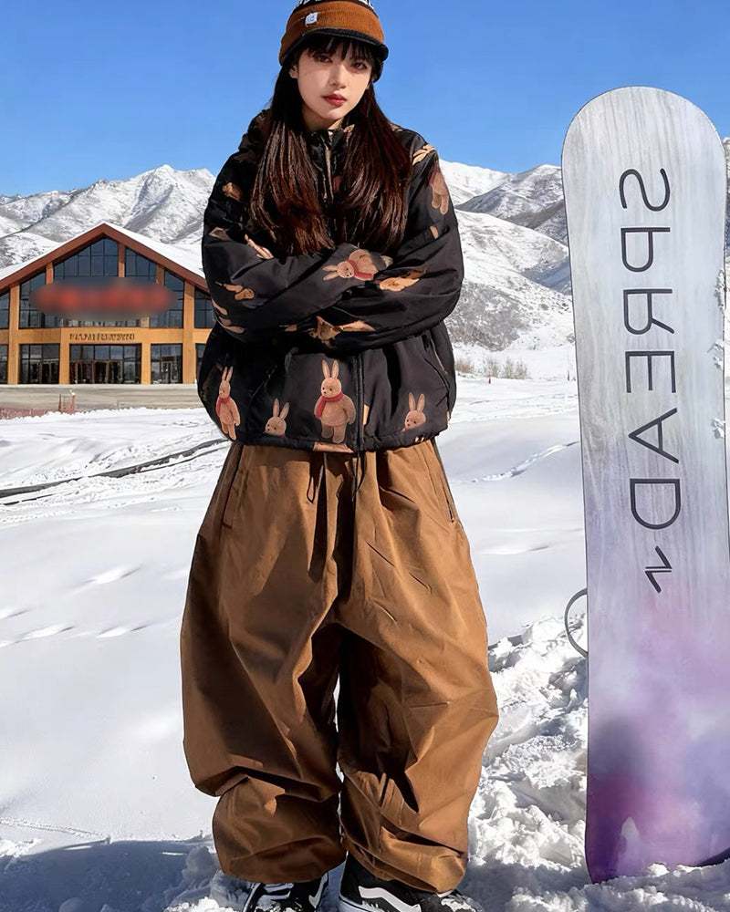 Ski Wear Bear Print Waterproof Snowboard Ski Suit -Unisex