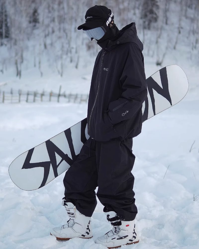 Ski Wear Black Fleece-Lined Waterproof Ski Suit -Unisex (Single Unit Available)