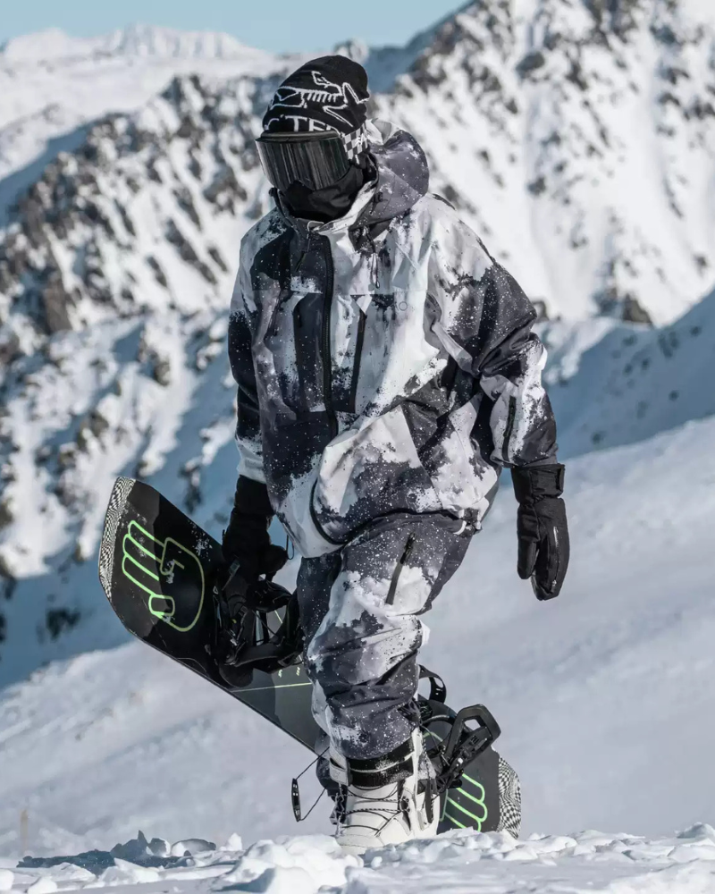 Ski Wear Black Waterproof Snowboard Jacket & Pants Set -Unisex