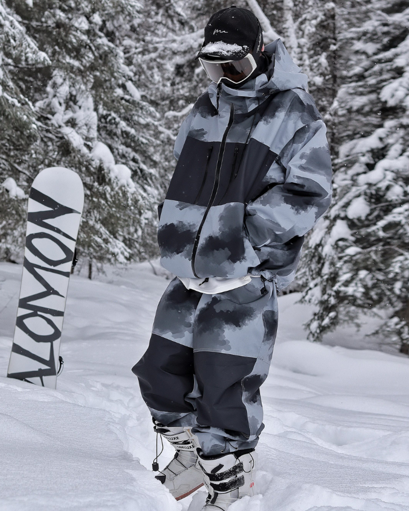 Ski Wear Black Waterproof Snowboard Jacket & Pants Set -Unisex