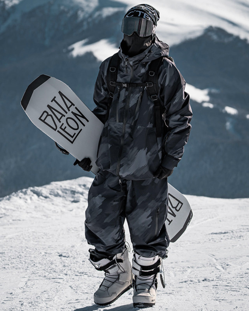 Ski Wear Black Waterproof Snowboard Jacket & Pants Set -Unisex