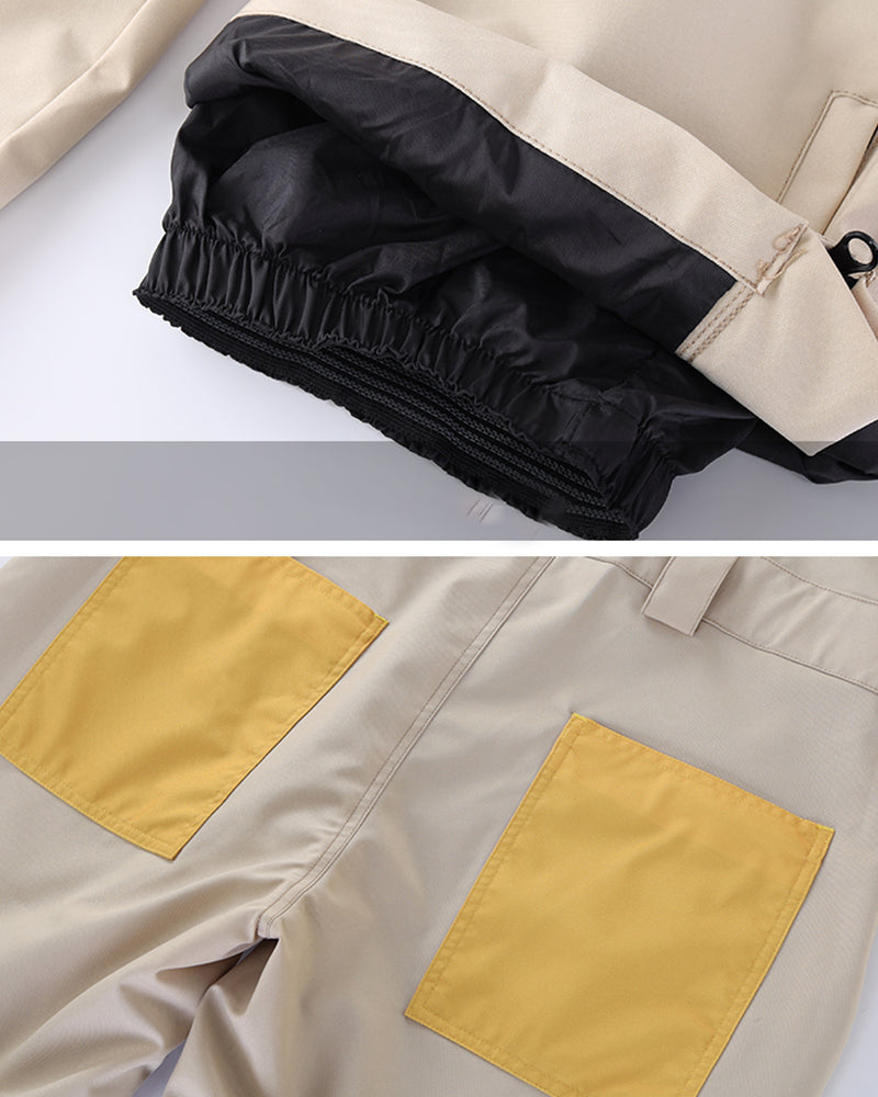 Ski Wear Snowboard Gear Color-Block Snow Bibs -Unisex