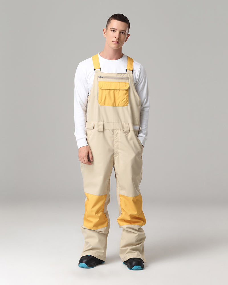 Ski Wear Snowboard Gear Color-Block Snow Bibs -Unisex