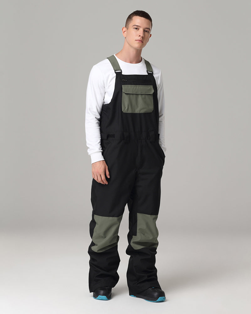 Ski Wear Snowboard Gear Color-Block Snow Bibs -Unisex