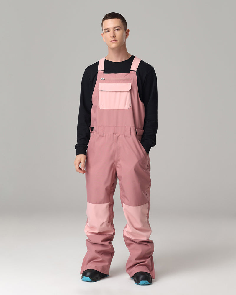 Ski Wear Snowboard Gear Color-Block Snow Bibs -Unisex