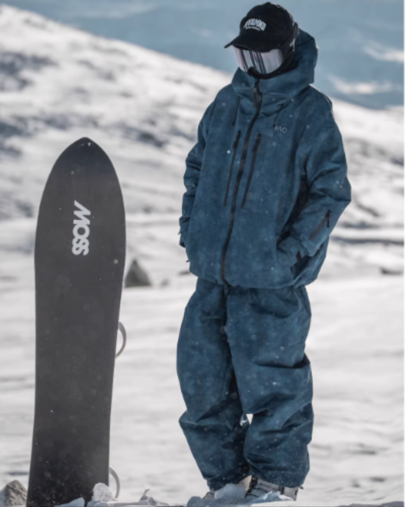 Ski Wear Denim Look Fleece-Lined Waterproof Ski Suit -Unisex