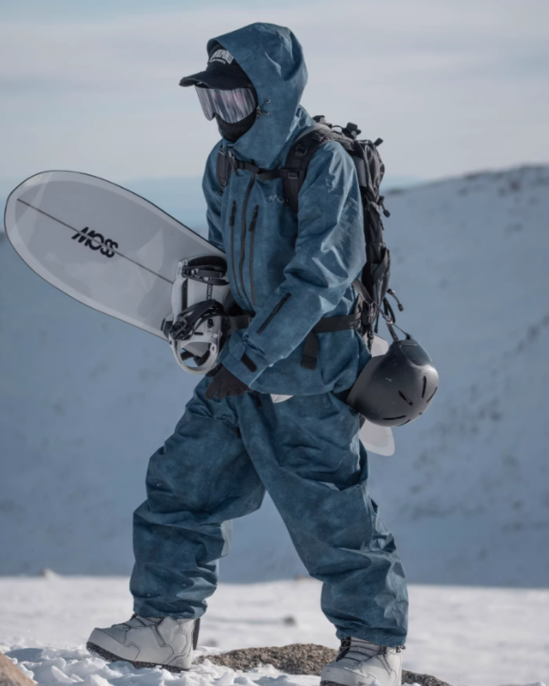 Ski Wear Denim Look Fleece-Lined Waterproof Ski Suit -Unisex