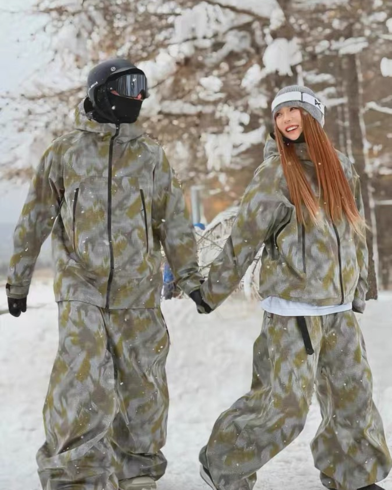 Ski Wear Digital Print Waterproof Snowboard Jacket & Pants Ski Suit -Unisex