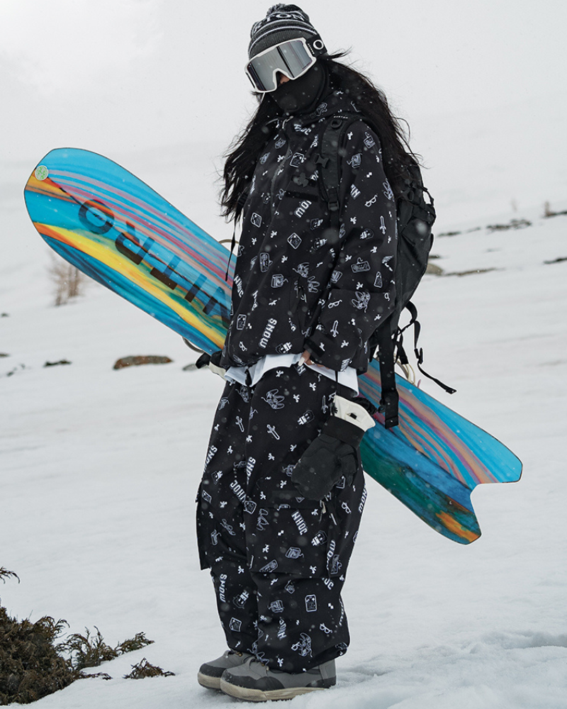 Ski Wear Fashion Digital-Print Ski Jacket & Pant Set -Unisex