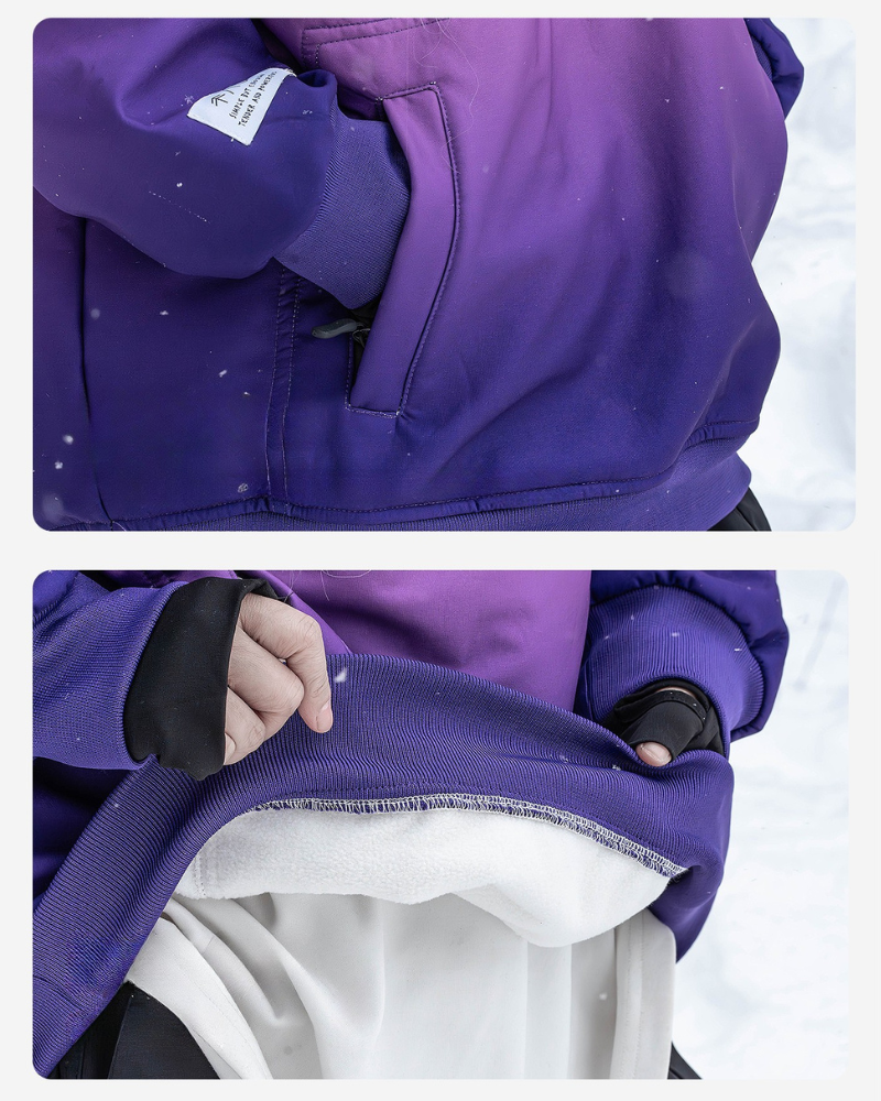Ski Wear Gradient Color Warm Ski Hoodie - Unisex