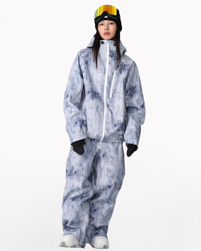 Ski Wear Outdoor Loose Denim Snow Jacket&Pants Suit -Unisex